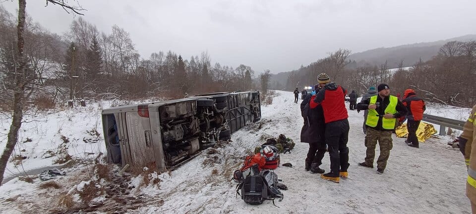 Wypadek autokaru turystycznego